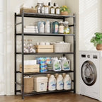 36.4" W Storage Shelves, 5-Tier Metal Shelving Unit with Adjustable Feet, Shelf Organizer for Garage, Kitchen, Pantry and Closet Organization, 36.4" x 11.8" x 68.3", Black