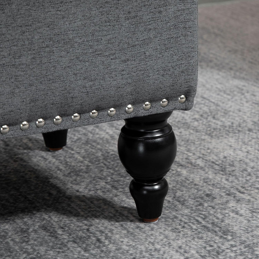 Gray Storage Ottoman with Removable Lid and Tufted Button Top