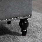 Gray Storage Ottoman with Removable Lid and Tufted Button Top