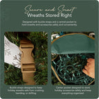 Covermates Keepsakes Wreath Storage Bag – Heavy-Duty Polyester with Buckle Straps & Interior Pouch – Protective Holiday Wreath Organizer with Handles, D-Ring & Label Window, Green