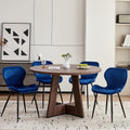 Velvet Dining Chairs Set of 4, Mid Century Modern Plain Color Upholstered Chair with Backrest Metal Legs for Kitchen, Bedroom, Living Room and Office, Blue(Only Chairs)