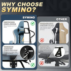 Symino Gaming Chair with Footrest, Linkage Armrests & 10cm Thick Seat, PU Leather Ergonomic Computer Chair, 150° Recline Office Chair, Light Blue