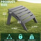 FUNBERRY Folding Adirondack Ottoman Set of 2, HDPE All Weather Outdoor Foot Rest, Easy Storage Patio Footstool, Ottomans and Footstools for Outside