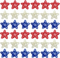 EBaokuup 36PCS 4th of July Natural Rattan Stars, 1.96 Inch Red White and Blue Wicker Rattan Stars for Independence Day Home Decor DIY Craft Vase Bowl Filler Table Decoration