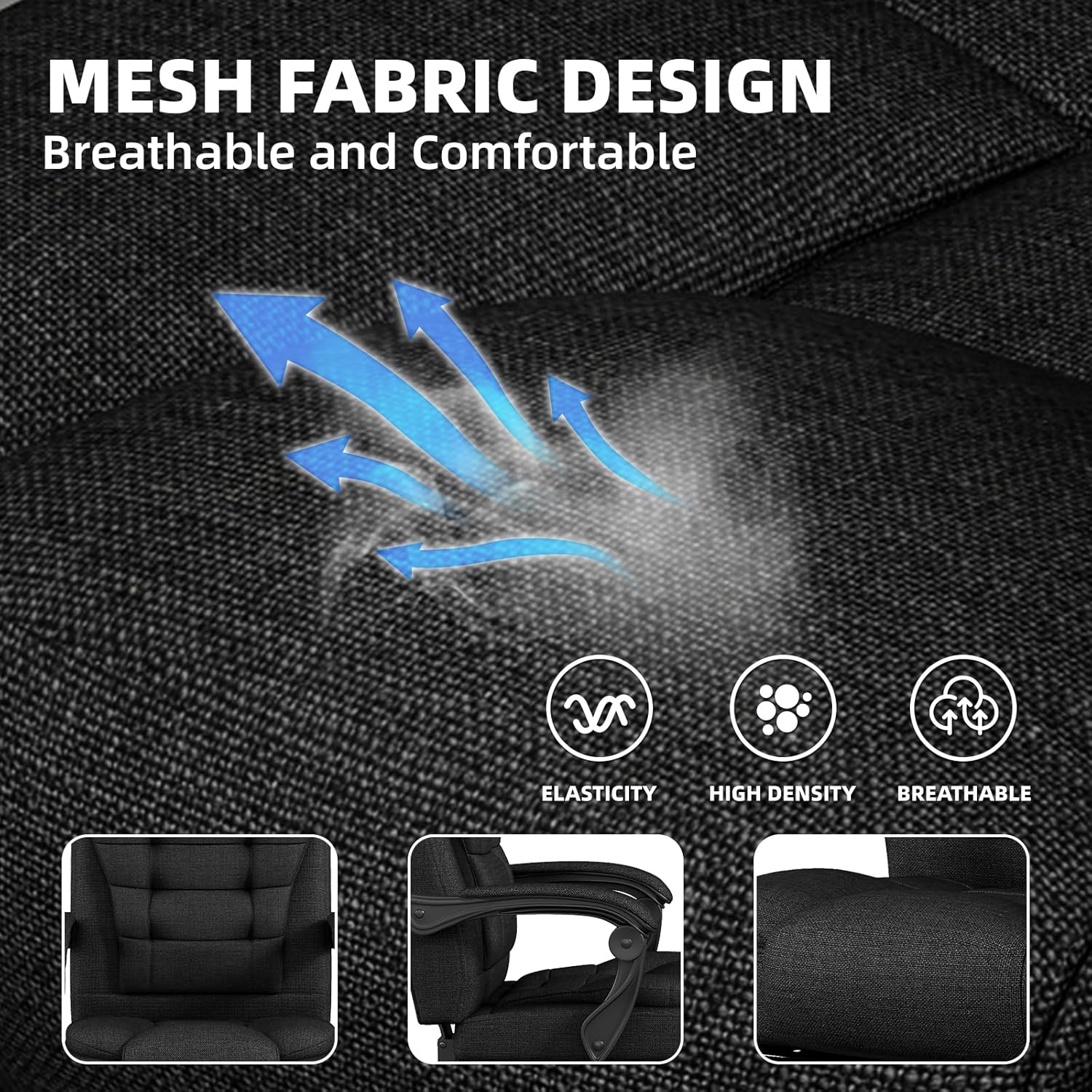 Office Chair, Fabric Gaming Chair with Footrest, Executive Comfortable Computer Desk Chairs, 360° Swivel Base & Height Adjustable Reclining Ergonomic Task Chair for Adults, Gamer Chair & Silla Gamer