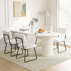 Dining Chairs Set of 2, Upholstered Velvet Dining Room Chairs Kitchen Chairs with Thick Cushion, Soft Backrest, Metal Legs, Modern Accent Side Chair for Home Living Room Bedroom, White