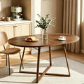 LITTLE TREE 59-Inch Oval Wooden Dining Table for 4-6, Kitchen Round Table with Metal Cross Base, Modern Farmhouse Dining Table for Small Space, Dining Room, Apartment, Living Room, Walnut (Table Only)