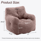 Recaceik Bean Bag Chairs, Tufted Soft Stuffed Bean Bag Chair with Filler, Fluffy Lazy Sofa Chair Lounger, Comfy Giant Bean Bag Chair for Bedroom, Living Room, Brown
