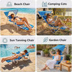 Backpack Beach Chair with Footrest, Double Shoulder Straps Folding Tanning Chair with Face & Arm Hole,Sunbathing Lounge Chair for Pool, Beach, Lawn (2Pcs, Standard)