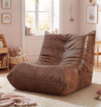 Hobestluk Bean Bag Chair for Teens Toddler Bean Bag Chair with Memory Foam Filler Leather Beanbag with Spacious Design Bean Bag Couch for Reading Gaming Relaxing (Brown, Medium)