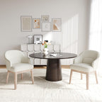MALOL Dining Chairs Set of 2 with Lumbar Support,Fabric Upholstered Kitchen Chairs with Wooden Legs,Beige