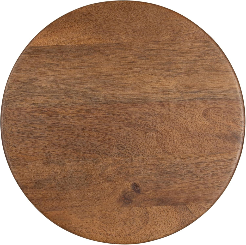 Kate and Laurel Solbrett Transitional Sophisticated Round Side Table, 12 x 12 x 22, Walnut, Sculptural Living Room End Table with Unique Pedestal Table Design for Use as Bedroom Nightstand