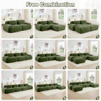 Modular Sectional Sofa Boneless Couch, U Shaped Sectional Couches for Living Room, Oversized Cloud Couch with Deep Seat and Ottoman, Comfy Corduroy Upholstery Green Couches, No Assembly(3S+2O)