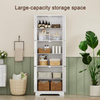 ChooChoo Tall Bathroom Storage Cabinet with 6 Doors, Freestanding Floor Cabinet with Adjustable Shelves, White Pantry Cabinet for Bathroom, Kitchen, Laundry Room