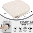 SINOSSO Memory Foam 14" Metal Chair Cushions 4 Pcs, Modern Interwoven Style Magnetic Chair Pads for Dining Kitchen Cafe Bistro Stackable Chair (U-Shape, Beige, 4)
