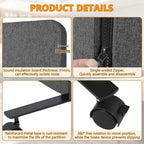 Soundproof Room Divider 3 Panels Rolling Room Divider with Wheels,Office Partitions Portable Wall, Freestanding Folding Partition Privacy Screens for Home, Office,Bedroom,Hospital,72x66in Dark Gray