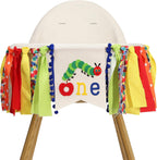 Caterpillar One High Chair Banner - Funny 1st Birthday Decorations,Hungry Caterpillar Colorful Ribbon Banner,First Fruit Birthday Highchair Garland,Colorful Cake Smash Party Photo Props