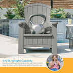 Suncast Outdoor Patio Adirondack Chair with 8 Gallons of Under-Seat Storage, Stylish Faux Wood Outdoor Storage Chair, Dove Gra