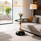 Modern Pedestal Small Round Side Table, Metal Coffee End Table, Bedside Sofa Decorative Accent Table for Small Space, Living Room, Bedroom, Cafes, Office, Corners (Pedestal B, Gray)