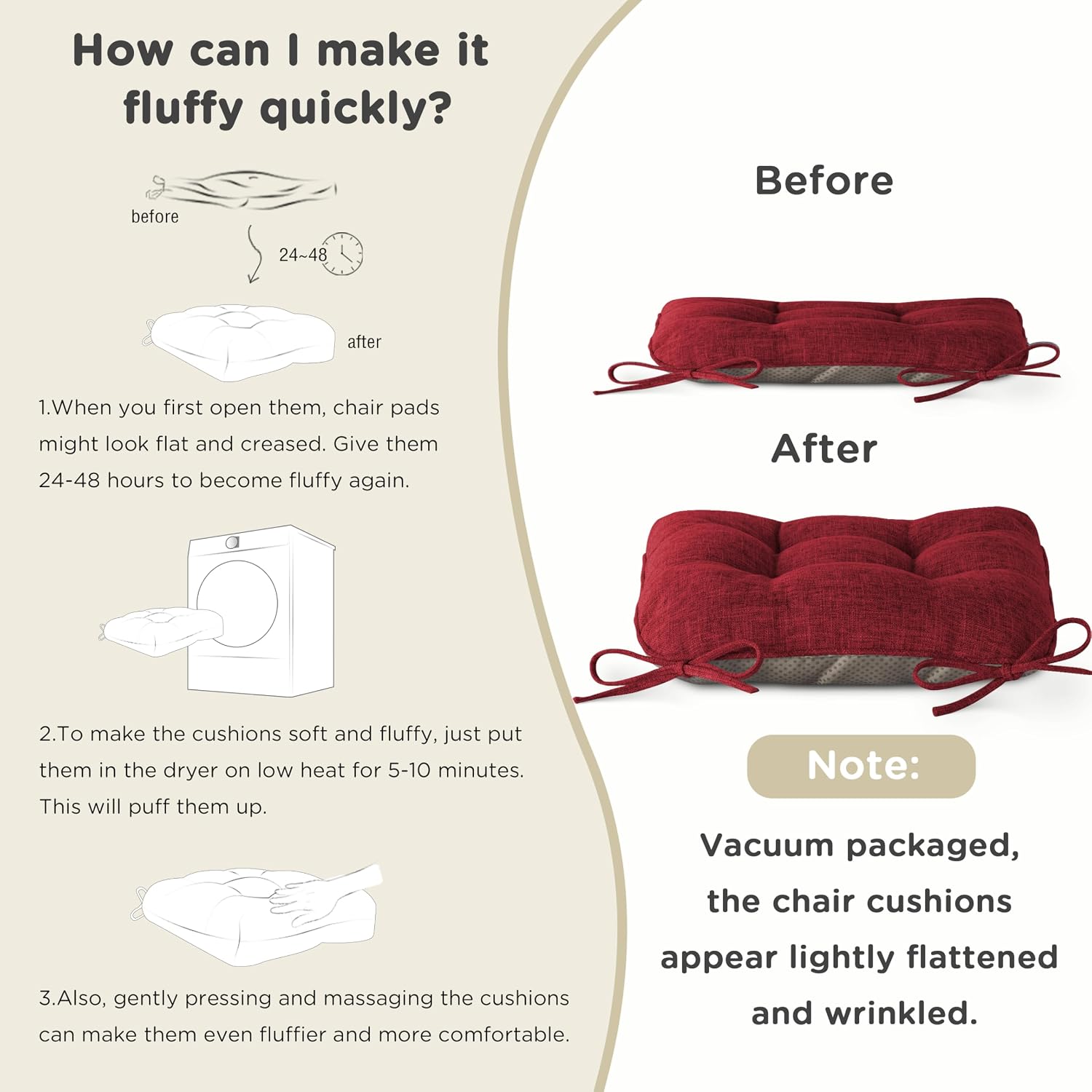 AddGrace Extra Thick Chair Cushions for Dining Chairs Set of 4 Non-Slip Kitchen Chair Pads Soft Dining Room Seat Cushion with Ties 16" x 16" x 4" Dark Green