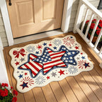 Patriotic Door Mat 4th of July Doormat Durable American Flag USA Front Door Mat Outdoor Non‑Slip Red White Blue Welcome Mat Plush Bathroom Rug Entryway Floor Mats Indoor Outdoor Decor 23.62x15.75in