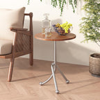 Round End Table - 15.8" Living Room Modern Side Table with Metal Base, Accent Tray Nightstand for Small Spaces, Wooden Circle Sofa Tables, Small Coffee Tables for Living Room Bedroom Office, Walnut