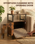 Cat Side Table with Charging Station & Storage Shelf, Small End Tables with Cat Cave & Scratcher Pad for Living Room, Small Spaces, Bedroom, Office, Easy Assembly, Space Saving, Brown