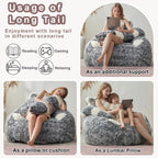 EBENCHICO Giant Bean Bag Chair for Adults Teens, Raccoon Shaped Faux Fur Bean Bag Sofa with Filler, Plush Beanbag Couch with Tail Pillow for Gaming, Reading, Bedroom, Dorm