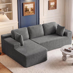 Homall 108" Modular Sectional Sofa, Boneless Couch with L-Shape Chaise, Cloud Couch with Deep Seat Upholstered, No Assembly Required for Living Room, Bedroom (Corduroy, Grey)