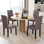 GOFLAME Upholstered Dining Chairs Set of 4, Fabric Kitchen Chairs with Padded Seat, Tilt Backrest, Rubber Wood Legs, Armless Side Chairs for Dining Room, Living Room, Restaurant, Brown
