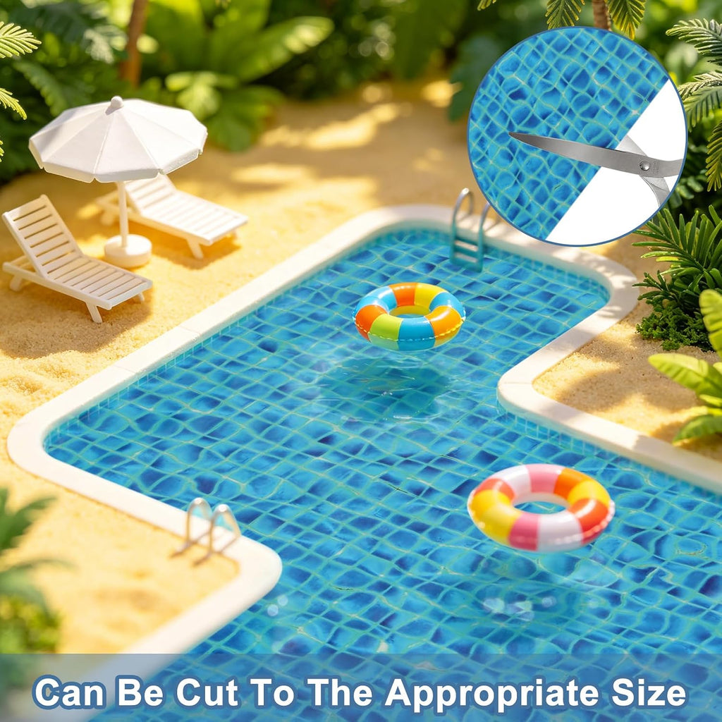 6 Sheets DIY Ripple Water Sticker Floorboard Artificial Water Wave Paper Sticker with Adhesive Backing for Lake Scene Dolls House Deco Diorama Supplies -Blue 11.6 X 8.3 Inch