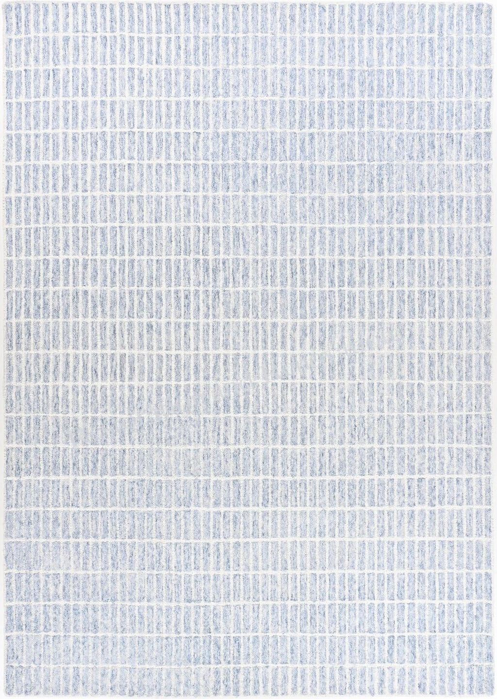 Hand-Tufted 100% Wool Area Rug – Unique Modern Geometric Grid Pattern, Soft Plush Textured Carpet for Living Room, Bedroom, Dining Room & Entryway (Blue,Ivory, 8' x 10')