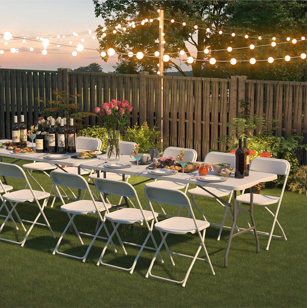 10 Pack White Folding Chairs, Plastic Folding Chairs Outdoor Indoor, 350lb Capacity,Portable Event Chair, Lightweight Folding Chair,for Events Office Wedding Party Rental Picnic Patio