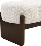 Virubi Elegant Upholstered Loop Yarn Ottoman, Beige End of Bed Entryway Benches, Corner Dining Bench Shoe Stool for Indoor Bedroom Living Dining Room (Beige)