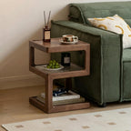 YESWOOD Solid Wood Side Table, Small End Table for Living Room Bedroom, Wooden Nightstand Bedside Table, 3-Tier Open Shelf Night Stand, Modern Accent Table for Sofa & Couch(Walnut, 15.74"D x 21.65"H)