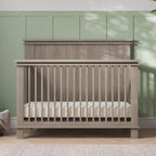Child Craft Denman Crib, Dresser, Chest, and Nightstand 4-Piece Nursery Set, Grows with Your Baby (Crescent Gray)