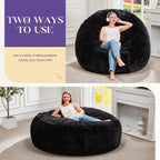 Hobestluk Bean Bag Chair for Adult Giant Beanbag with Filler Black 5FT | Breathable Material Removable Machine Washable Cover Memory Foam Living Room Bedroom Reading Gaming Oversized Large Big