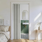 24 x 80 in Double-Layered Paneled PVC/Vinyl Accordion Folding Door, White