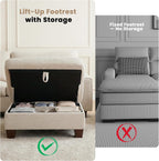 DOPEDIO 35" Folding Storage Ottoman Bench, Thick Padded Footstool with High Weight Capacity, Multi-Functional Chest for Living Room, Bedroom, Entryway (Beige)