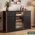 55.1" Coffee Bar Cabinet with Mini Fridge Space and Power Outlet, Modern Wine Bar Cabinet with Storage & Wine Rack, Large Buffet Sideboard Table for Kitchen, Dining Room, Living Room, Black