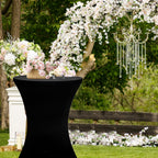 2Sets 32in Hightop Folding Cocktail Tables+Covers-Spandex Stretch Folding Tall Bar Table Covers, Detachable Legs Bar Height Folding Table Outdoor Indoor Use (Black/2 Tables+2 Covers)