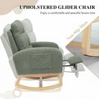 Nursery Rocking Chair, Polyester Upholstered Glider Chair with Footrest, Comfy Rocker Chair, Accent Chair with High Backrest, Glider Rocker, Armchair for Living Room (Green Teddy)