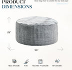 Hobestluk Bean Bag Chair for Adult Giant Beanbag with Filler Grey 3FT | Breathable material Removable Machine Washable Cover Memory Foam Living room Bedroom Reading Gaming Oversized Large Big