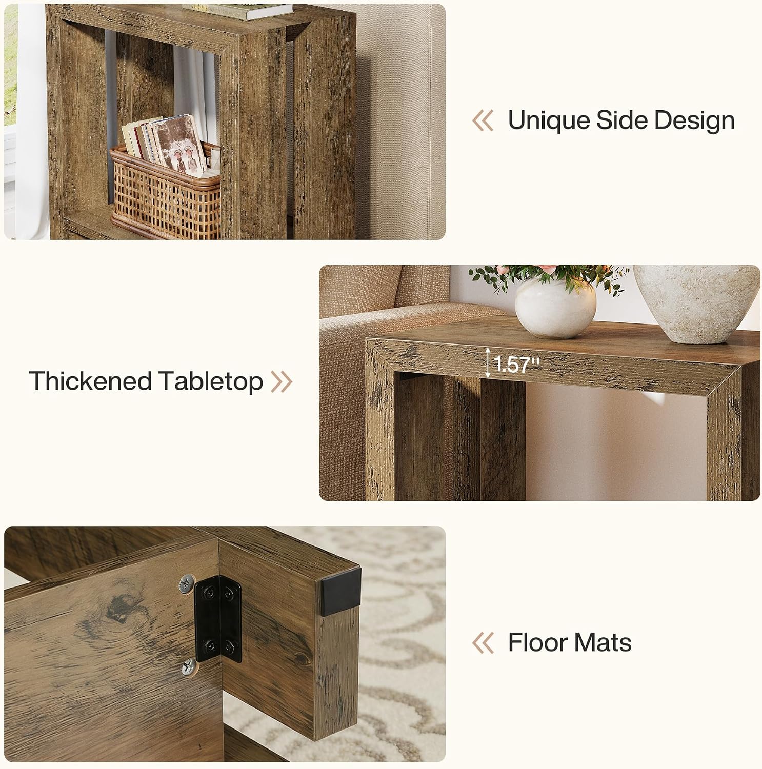 Tribesigns 2-Tier Narrow Side Table, Farmhouse Wooden Sofa End Table with Bottom Shelf, Skinny Accent Nightstand for Small Space, Living Room, Bedroom, Easy Assembly (1)