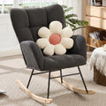 Rocking Chair Nursery, Teddy Upholstered Rocker Glider Chair with High Back, Rocker Recliner with Armrest, Gliding Chair with Thick Cushion, Accent Reading Chair for Bedroom (Dark Grey)