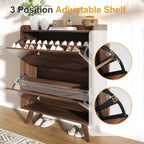 Decofy 37.6” Shoe Cabinet with 2 flip-Down Drawers, Three Adjustable Levels, Suitable for entryway, Hallway, and Living Room (Walnut)