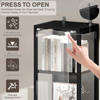 DreamDashio Display Cabinet with Glass Doors, 4-Tier Curio Cabinet with App RGB Lights for Collectibles, Display Case with Human Body Sensor, Corner Cabinet, Bookcase, Storage Cabinets, Black
