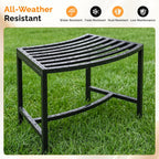 VINGLI Outdoor Metal Curved Bench, Weatherproof Fire Pit Bench Set of 8, Heavy Duty Steel Backless Benches, Metal Outside Seating for Garden, Patio, Plant Stand and Holder