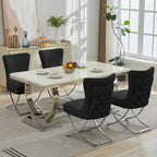 LOULENS Elegance Velvet Dining Chairs Set of 2, Luxurious Upholstered Tufted Dining Room Chairs, Glam Royal Velvet Accent Chairs with Stainless Steel Legs, Black