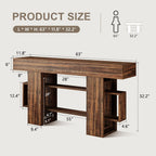 Feonase 63 Inches Long Console Table for Entryway, Wood Sofa Table Behind Couch with 3-Tier Storage, Narrow Entry Hallway Table for Living Room Entrance Foyer, Rustic Brown